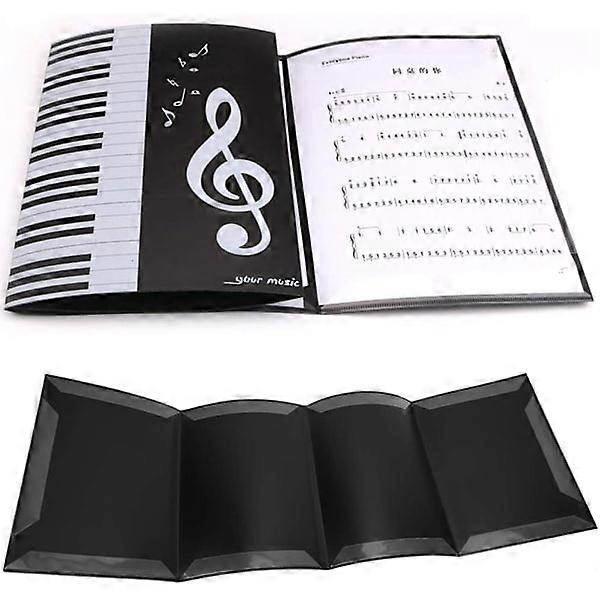 Sheet Music Binder, Music Folder A4 Size 4 Pages Music Folder Black Music Folder Piano Music Storage Folder