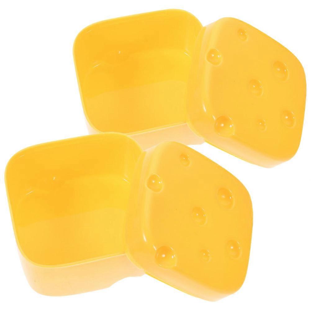 Yellow Cheese Storage Containers with Lid for Fridge Use Safe Reusable Plastic Boxes Keep Fresh 2pcs