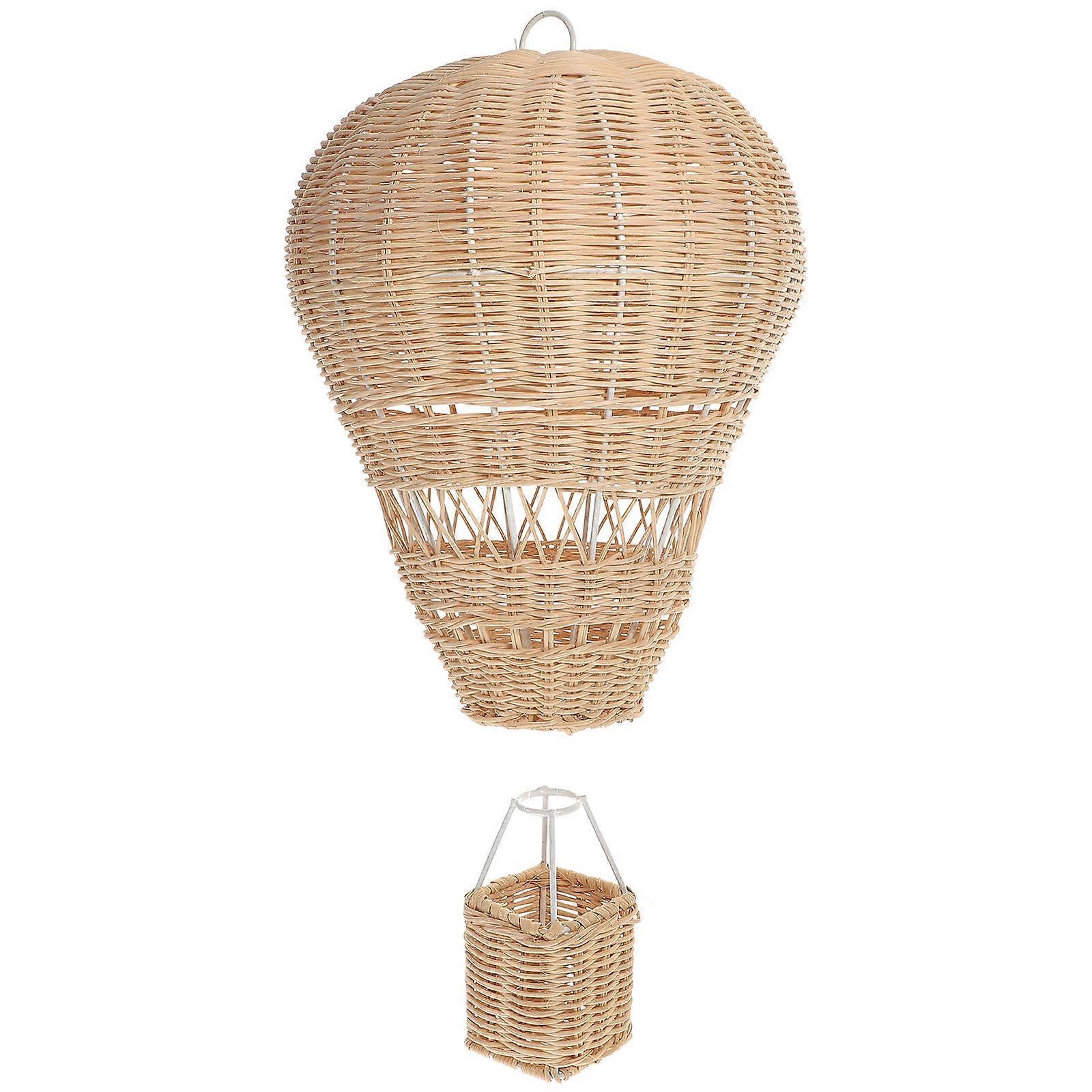 Khaki Rattan Woven Hot Air Balloon Ornament For Christmas And Birthday Decorations 45X22Cm 1Set
