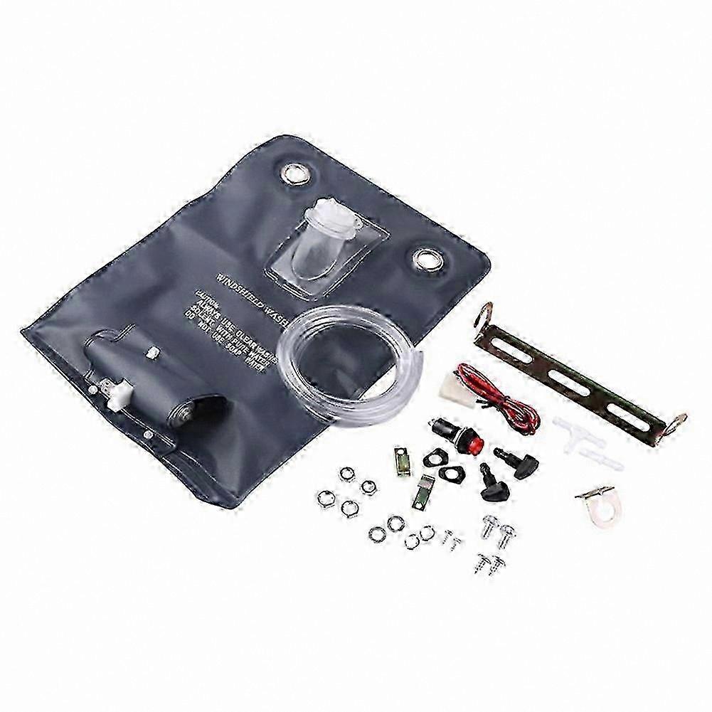Universal Windscreen Washer Kit with 12V Pump and Cleaning Tools for Vehicles