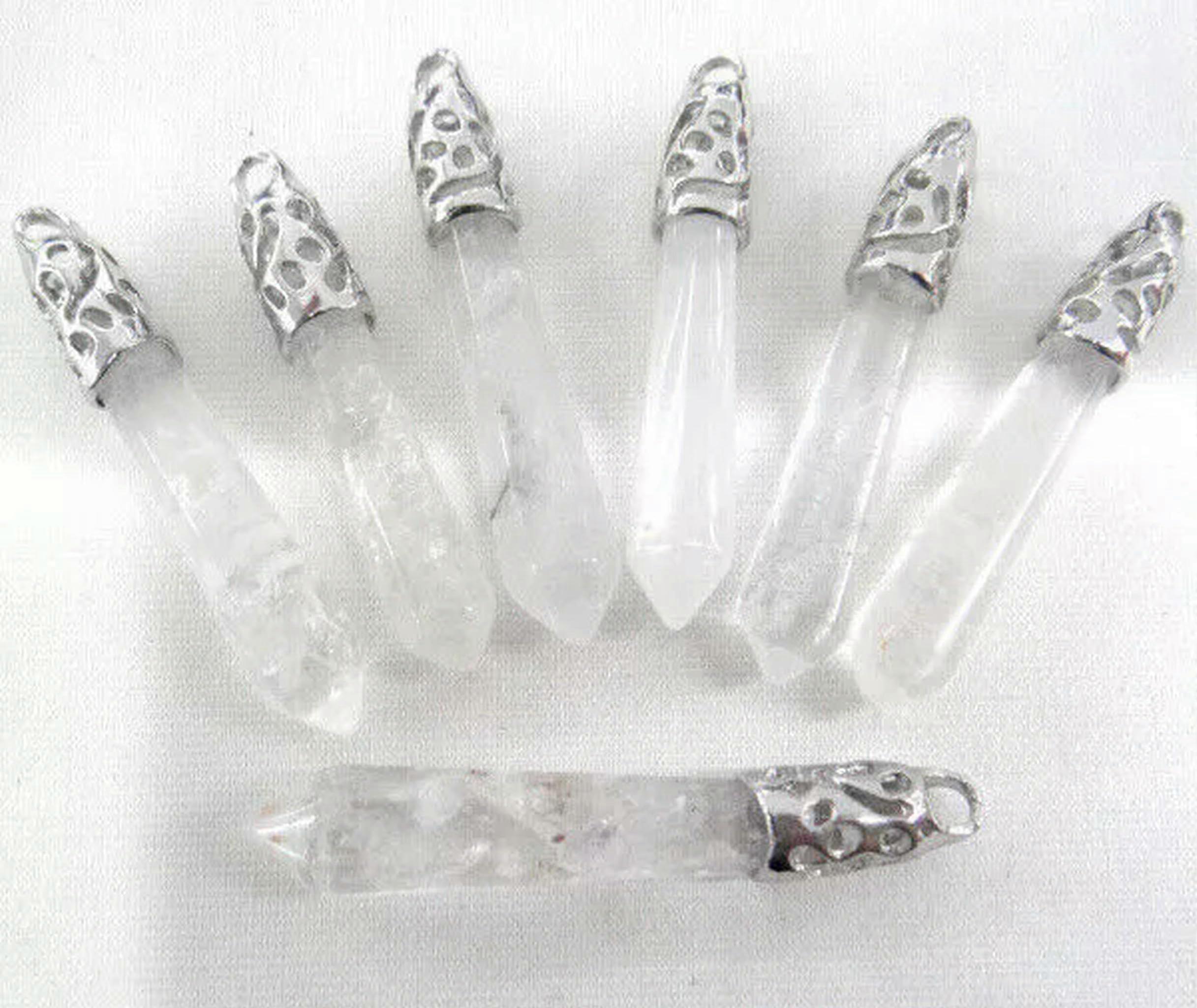 30 Pieces Natural Stone White Crystal Hexagonal Column Pendant Necklace