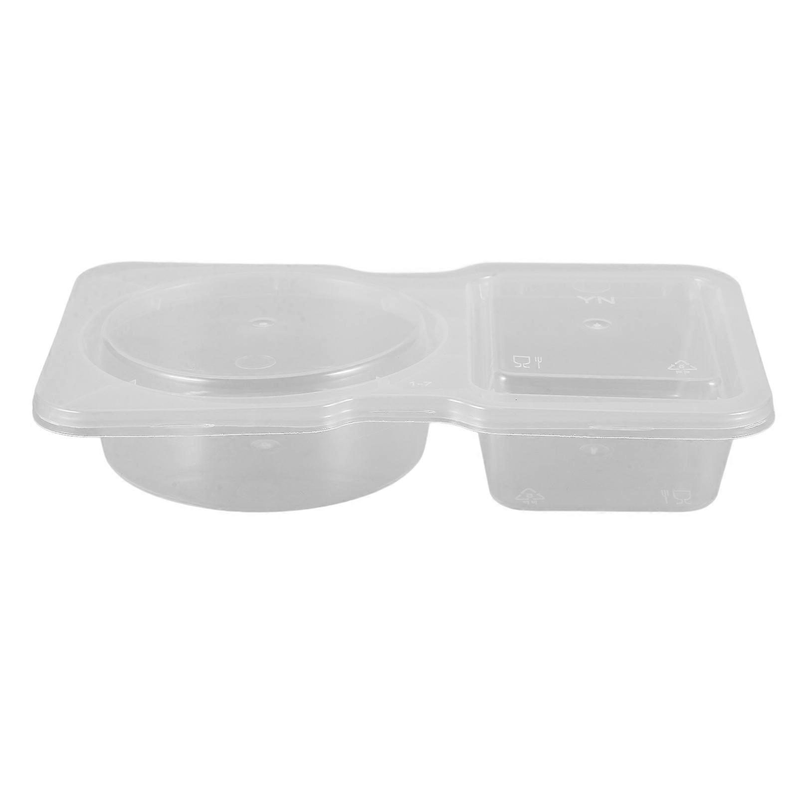 Hemoton 50pcs Double Compartment Condiment Containers Sealing Sauce Cups Food Sample Cups with Lid Yogurt Cups Sauce Containers
