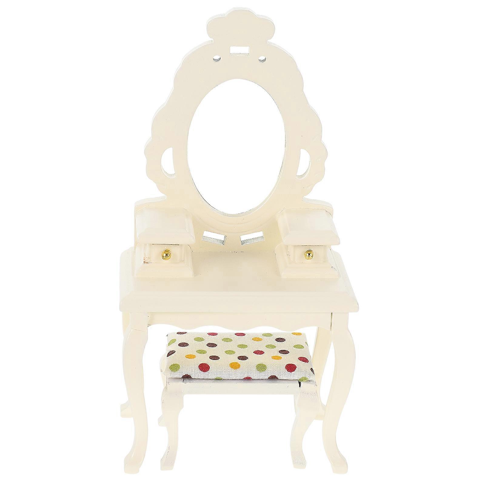 Miniature Dressing Table Furniture Decor For Dollhouses Ideal For Children In Ivory Color 1 Set