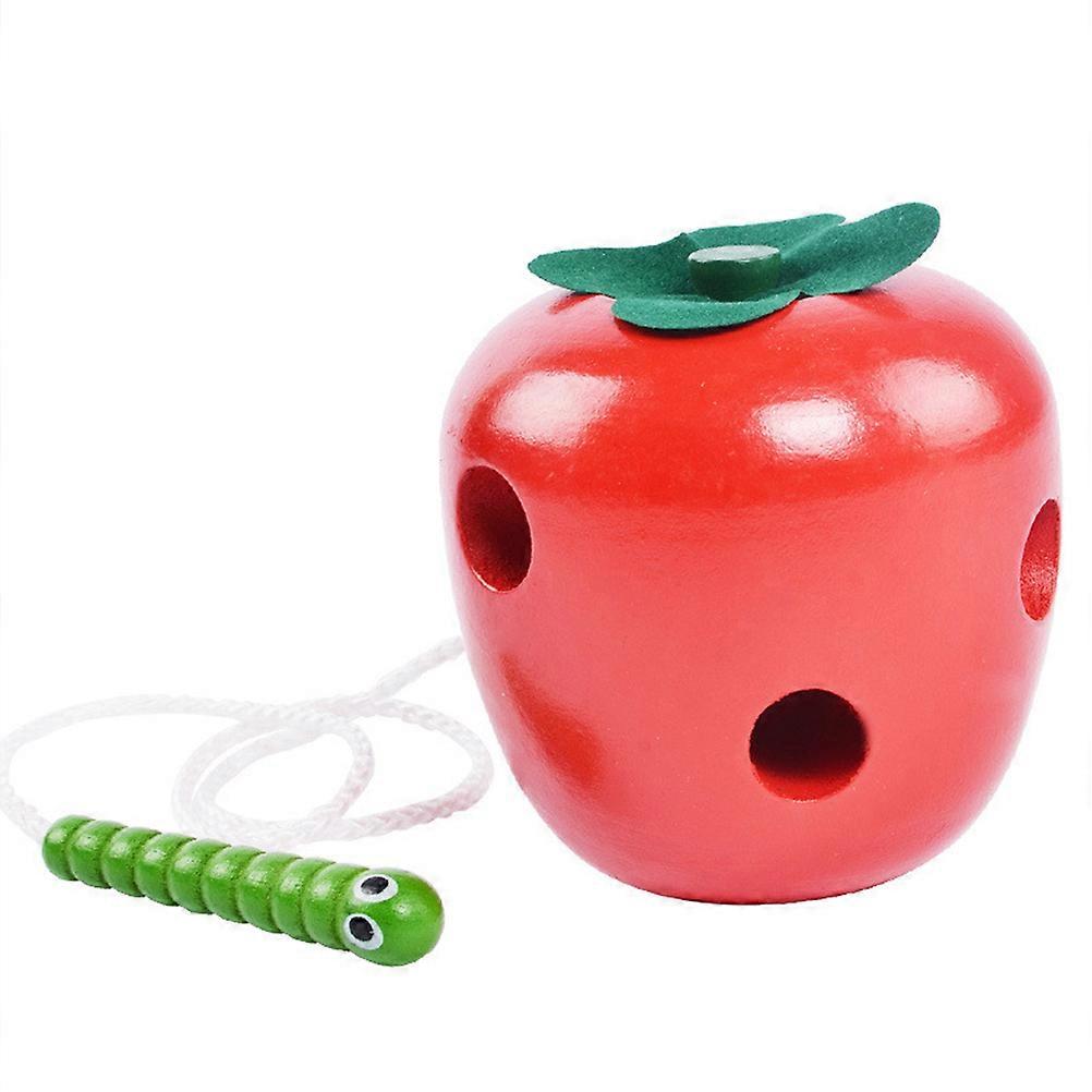 Kids Threading Toy For Children Red Apple Shape Early Educational 7.5X7CM Cognitive Skill Development 1Pcs