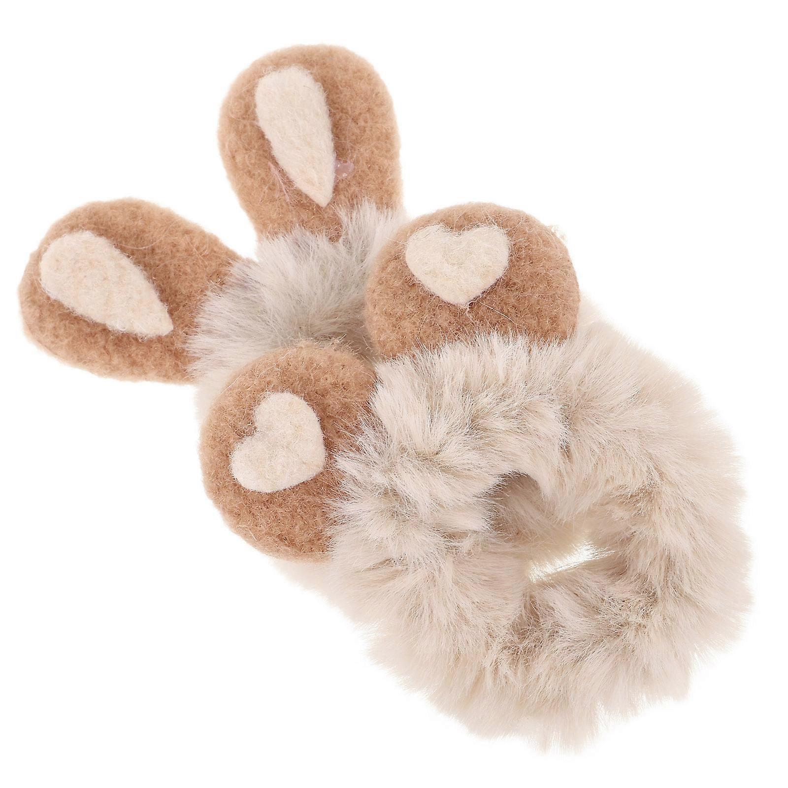 Plush Bunny Ear Hair Rings for Girls Assorted Color Durable and Lightweight 2Pcs