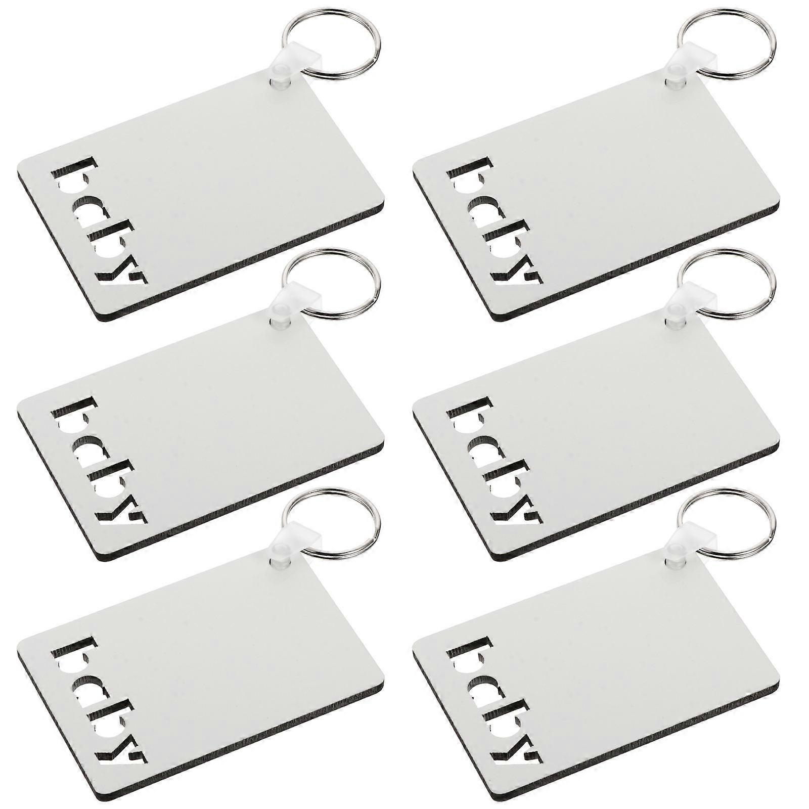 Sublimation Keychain 6Pcs Mdf White Blank Key Chain for DIY Personalization