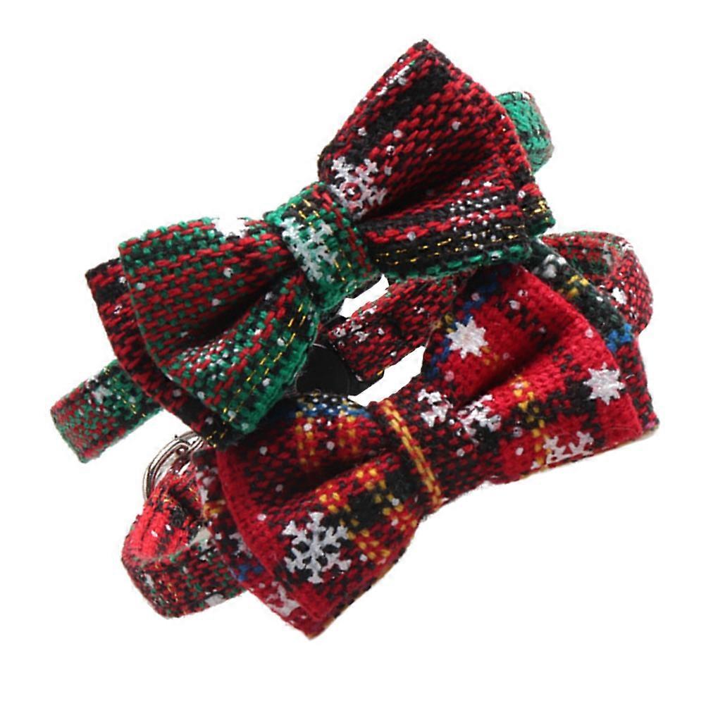 Pet Neck Ring Set With Bow Knot Design For Cats Christmas Occasion Assorted Color 2Pcs