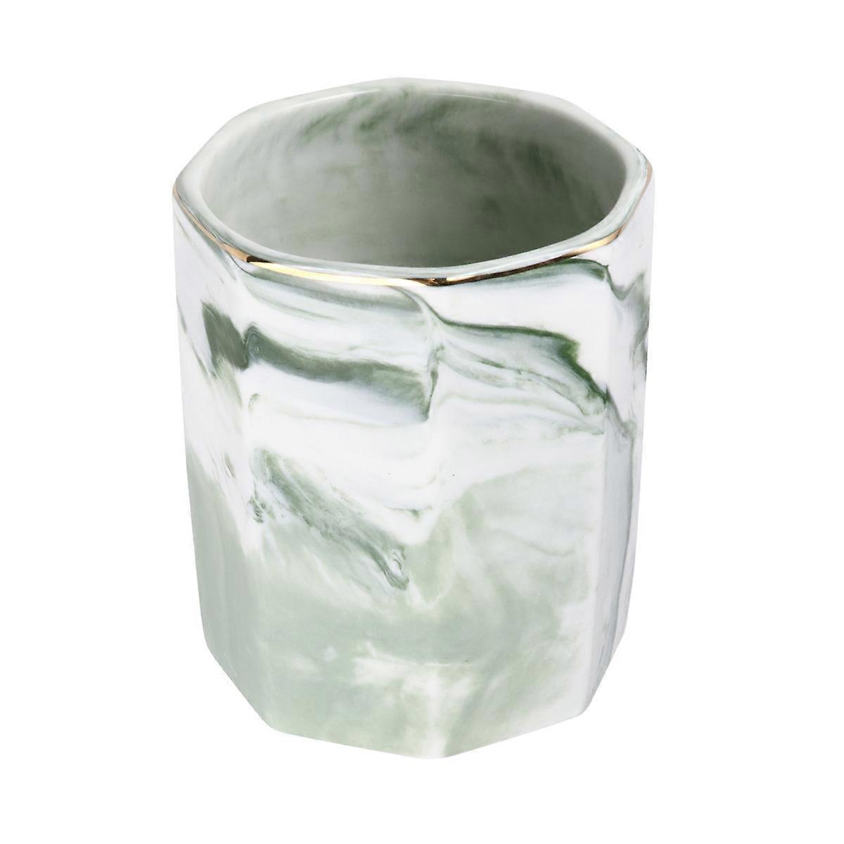 Grüner achteckiger Make-up-Pinseltopf für Kinder und Eltern mit Marmorierungsdesign für Schreibwaren 1 Stück