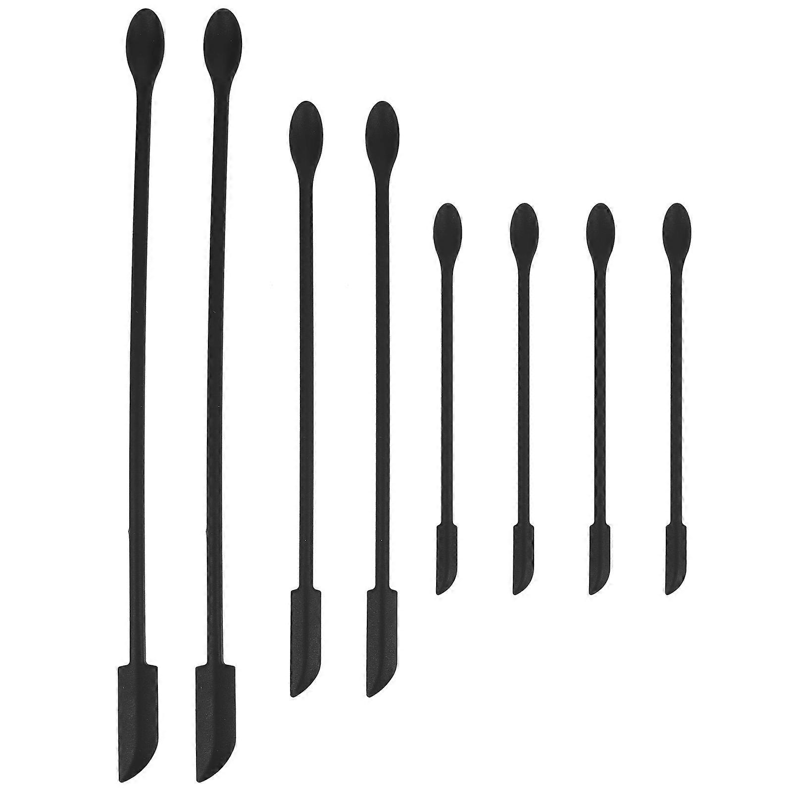 Silicone Makeup Spatula Set 8 Pieces Black Multipurpose for Bottles and Jars Various Sizes
