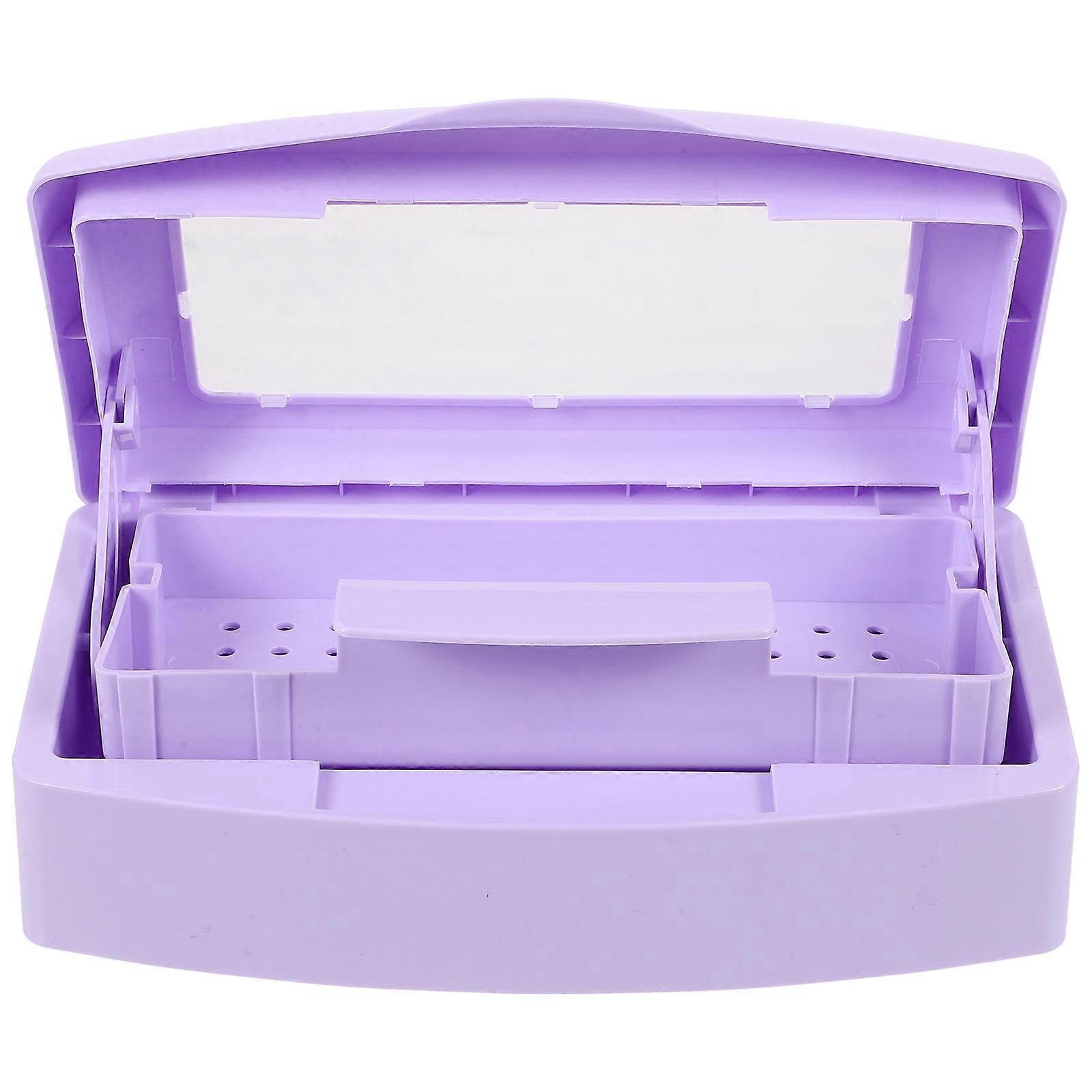 Purple Plastic Nail Tool Cleaning Box for Storage with Lid Design and Wide Application 6.5 x 4.2 x 2.8 Inches