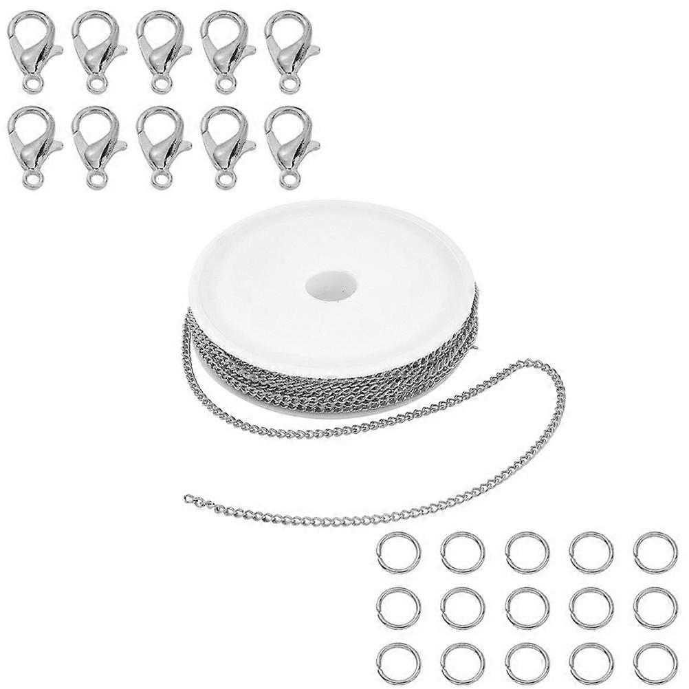 Jewelry Making Accessories Set For Handmade Projects 500Cm Length Silver Lobster Clasps Chain Buckles 1 Set