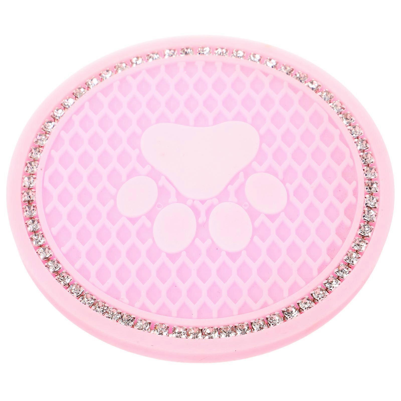 Pink Non-slip Silicone Car Coaster with Honeycomb Design for Drinks and Coffee Holders Stable and