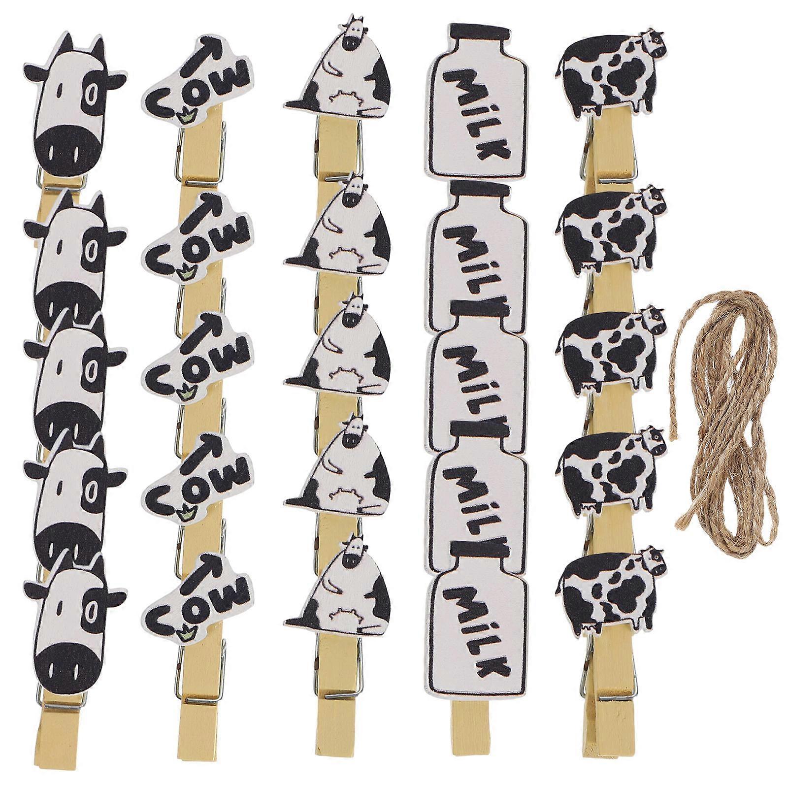 5 Pack Natural Cowhide Photo Clips with Hanging Rope – Lightweight Memo Holders for DIY Crafts, Photo Collages, Cards, Banners & Decorative Displays