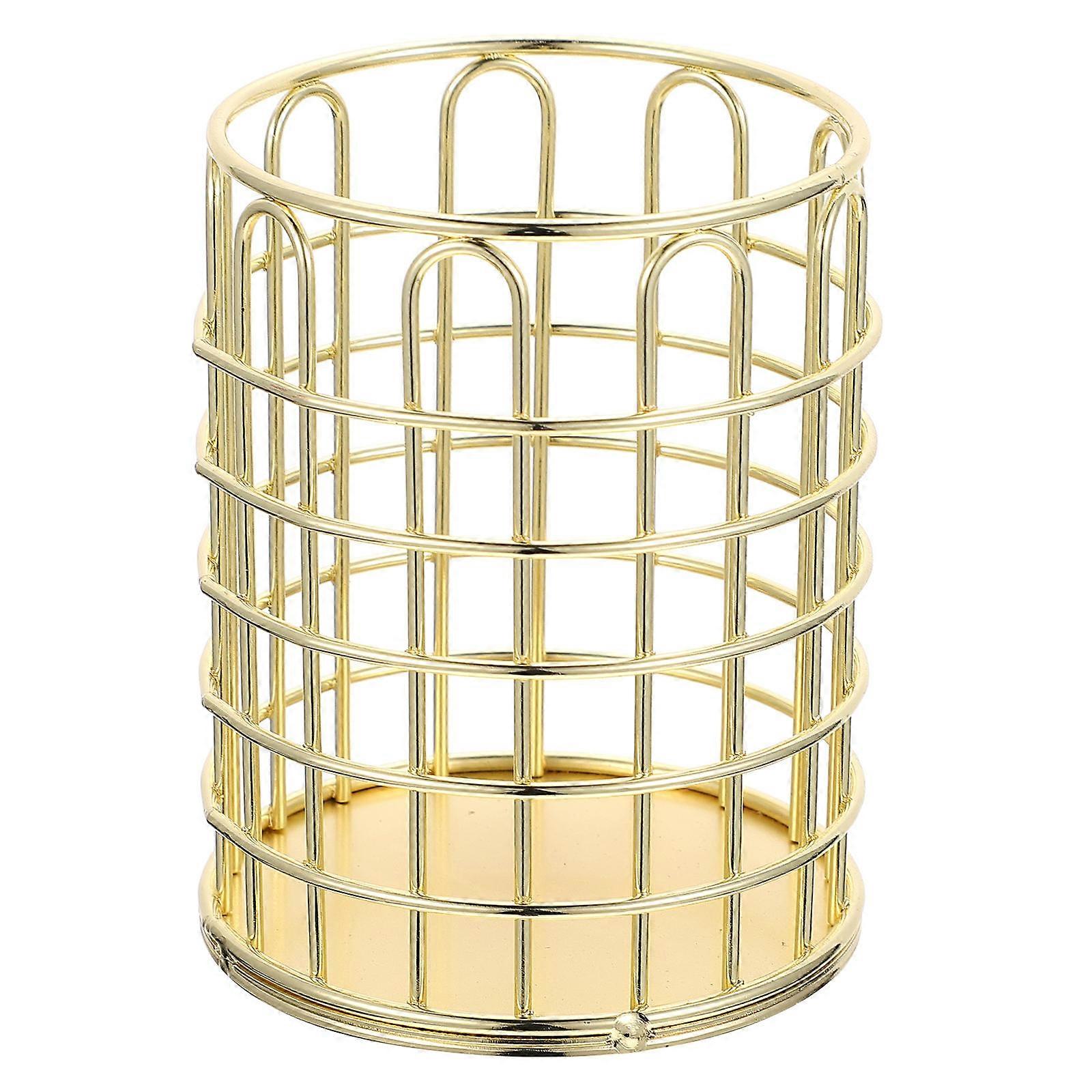 Golden Iron Makeup Storage Case for Desktop Organization with Compact Size 1pc