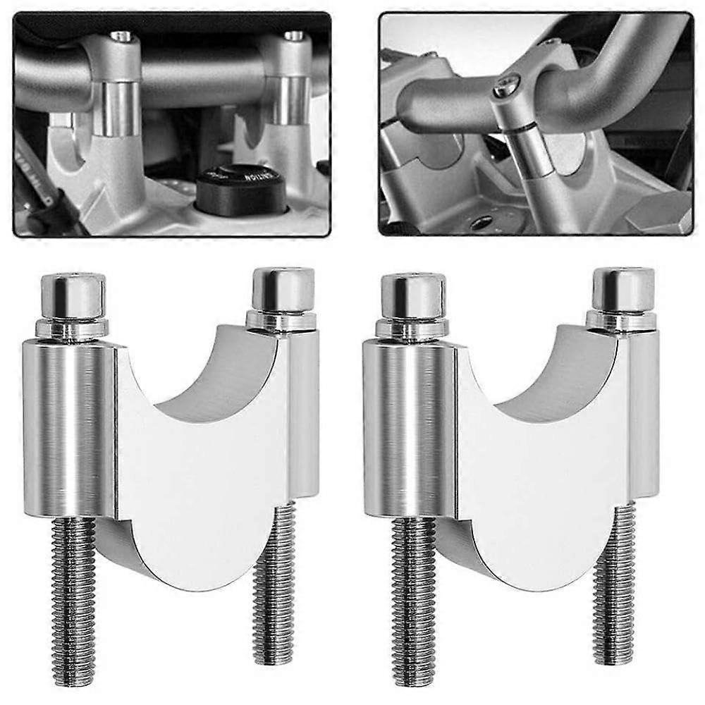 1 Pair Universal Motorcycle Handlebar Riser Clamp Compatible with 28 mm 1 1/8' and 22 mm 7/8' Handlebars (22MM Silver).