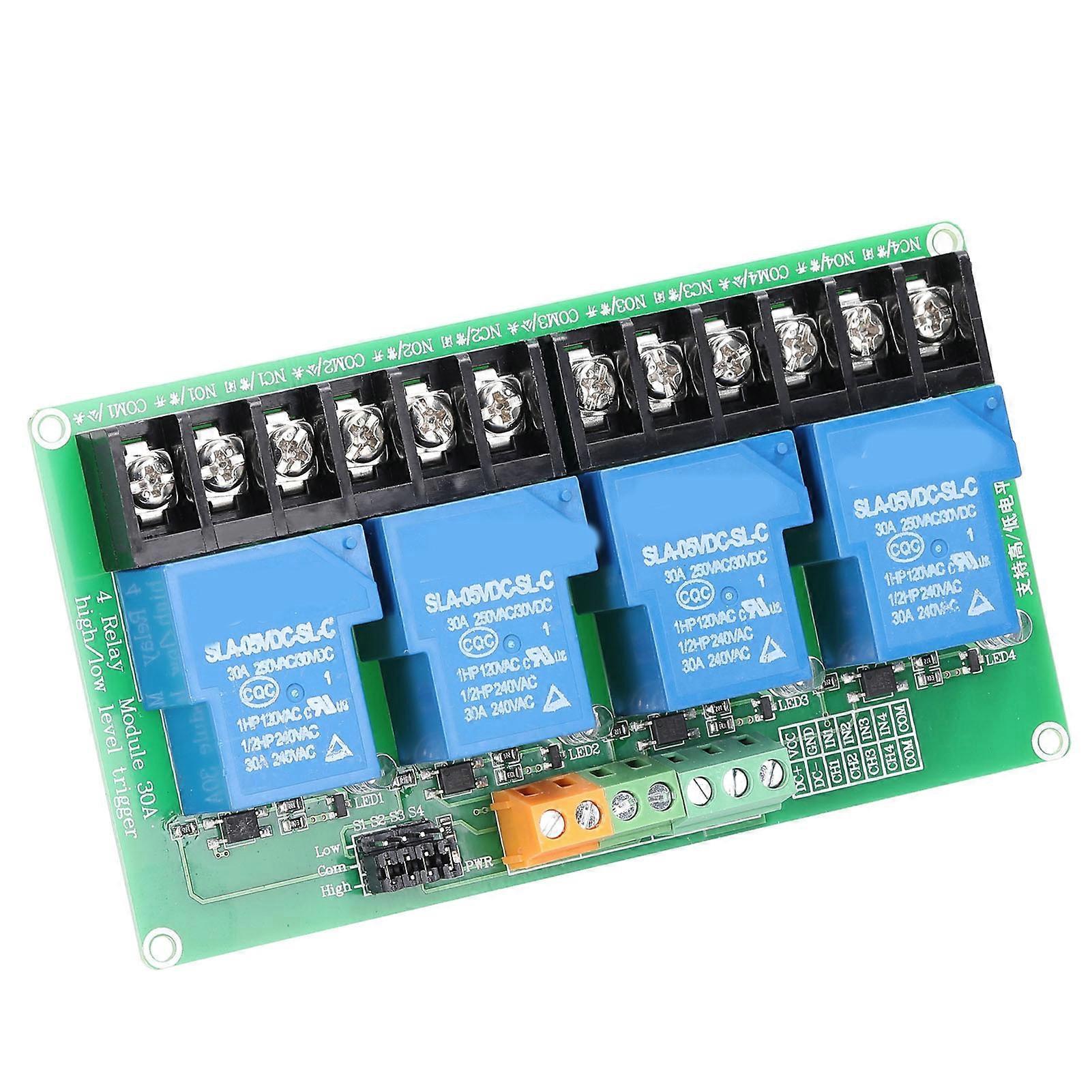 4 Channel Relay Module 30A Load Current with Optocoupler Isolation Supports High and Low Triger 5V 12Volt 24Volt Optional