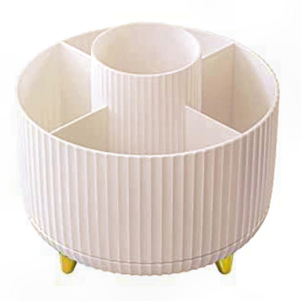 Rotating Makeup Brush Organizer with 5 Slots for Desk Storage