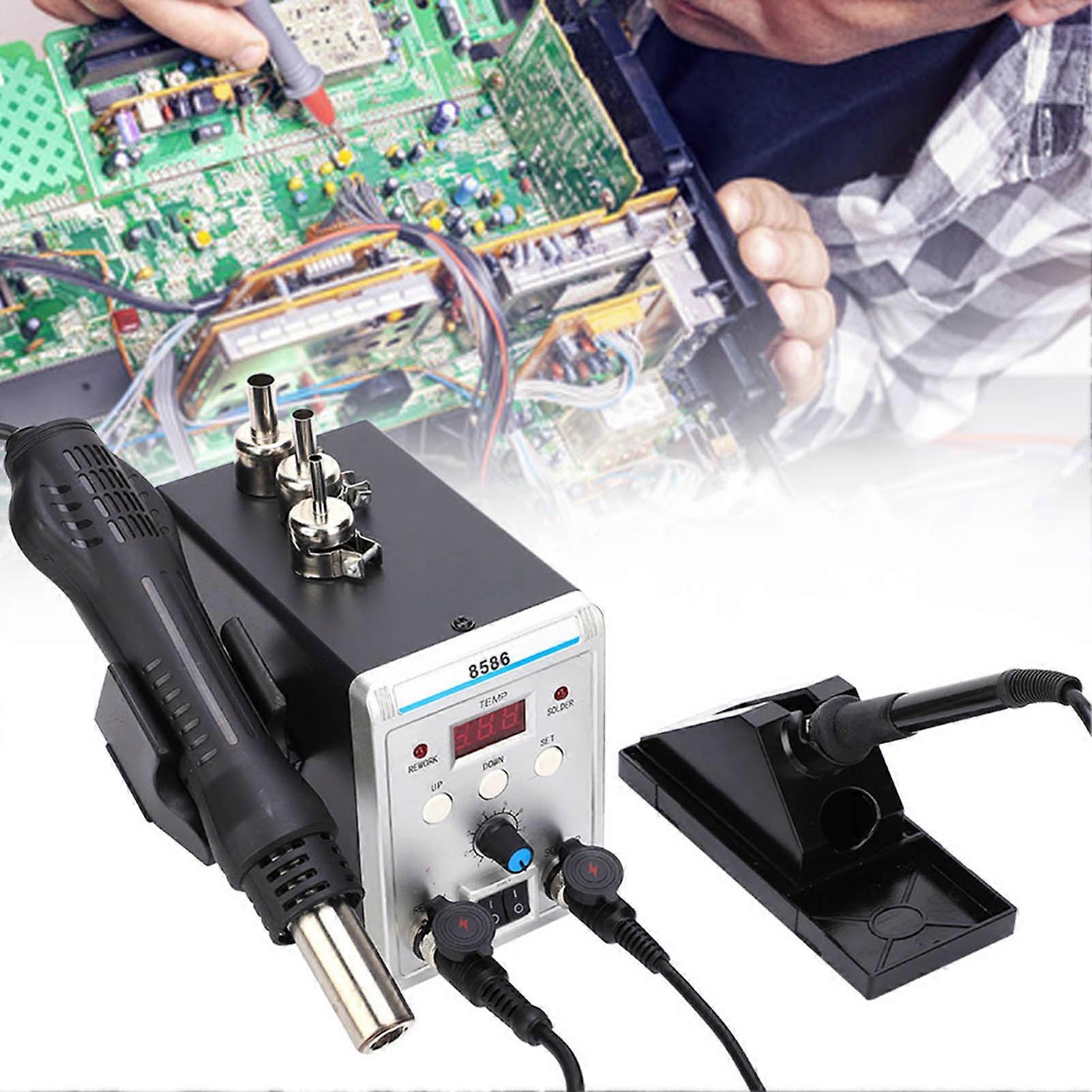 Rework Soldering Station Hot Air Gun Digital Display Adjustable Temperature 8586