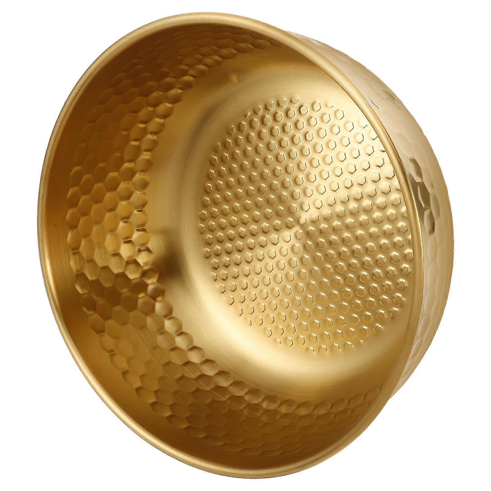 Salad Serving Bowl Hammered Metal for Parties Golden Stainless Steel Mixing Bowl Mixing 1Set