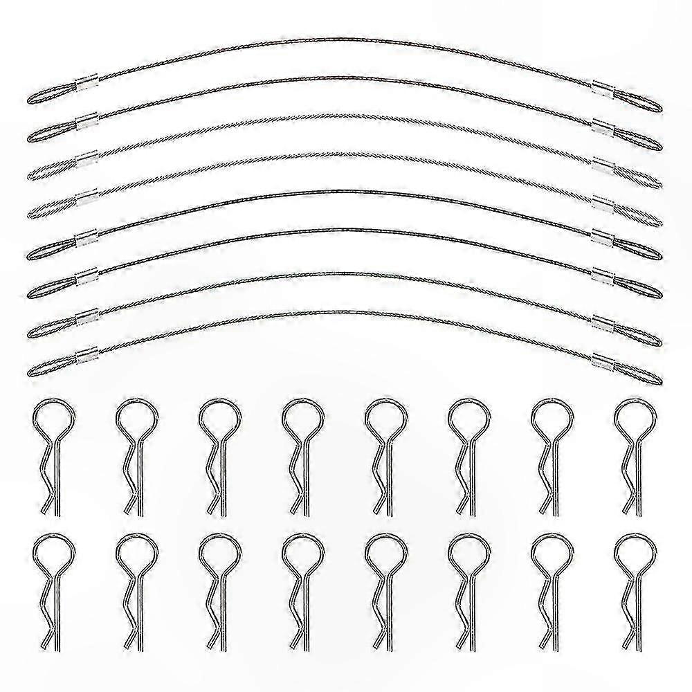 R-Type Pin Rod with Metal Clip and Anti-Loss Steel Rope Clamp for RC Shell Secure Attachment