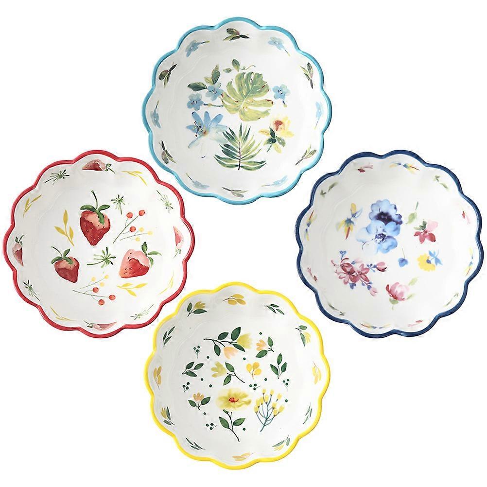 Snack Serving Bowl Ceramic Candy Tray for Home Drama Watching Made with Assorted Color Material 4Pcs