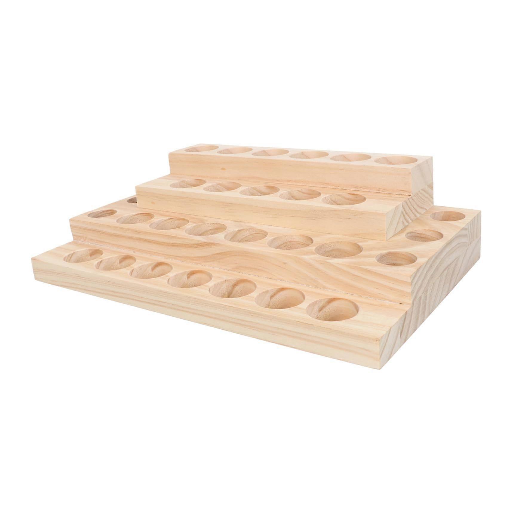 Desktop Essential Oil Stand Wood Shelf Storage Rack with Compartments for 10 Bottles Perfume Holder Organizer