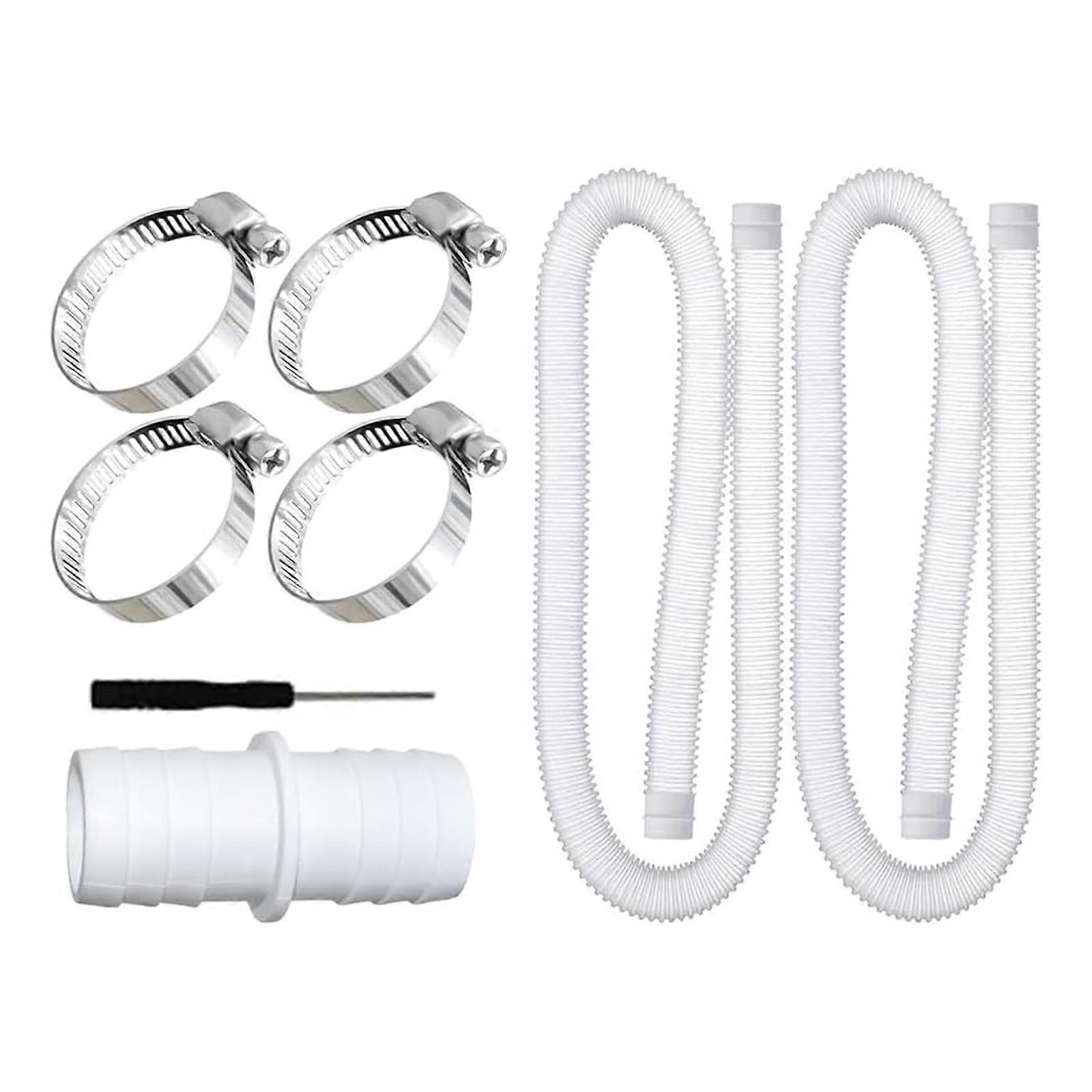 Flexible Pool Hose Replacement Pool Hose Accessory Containing Clamps for Effective Filtration Units and Water Parks  White