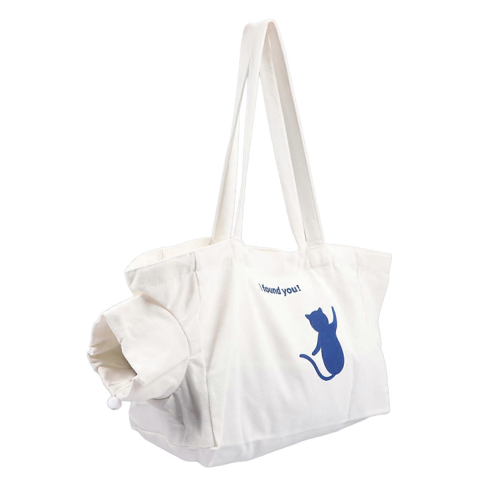 Pet Canvas Shoulder Bag For Small Dogs And Cats, Portable Canvas Carrier Tote, Lightweight Pet Carrier White