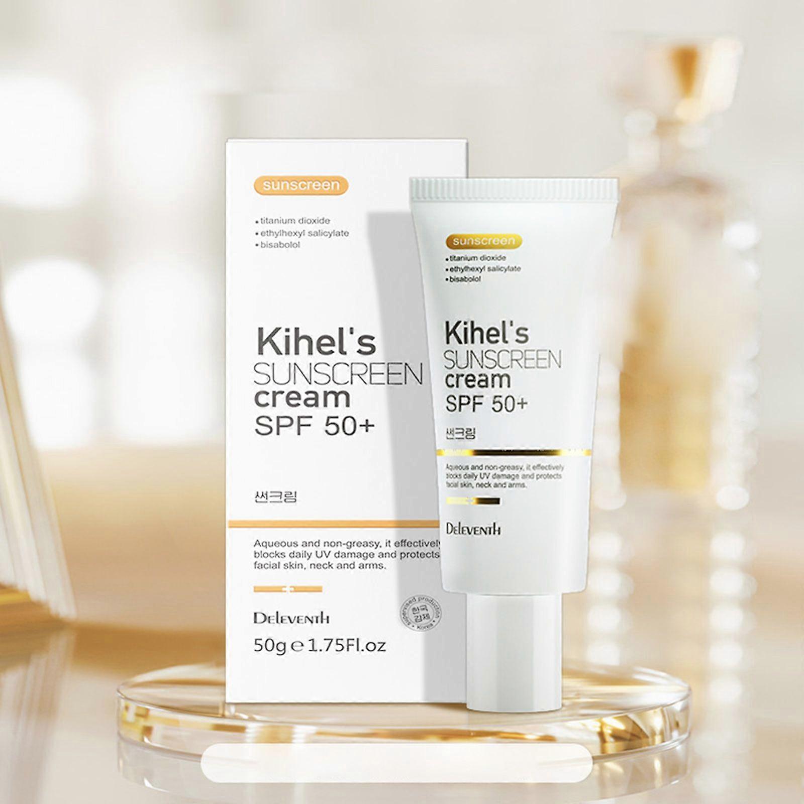 Deleventh 50g تبييض واقي من الشمس SPF50 + كريم واقي للبشرة كريم عزل مقاوم للماء مقاوم للعرق كريم واقي من الشمس تبييض خالي من الزيت Sunscree