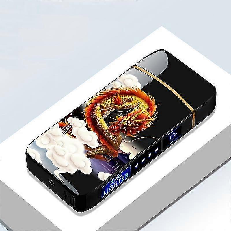 Electric Windproof Metal Lighter Double Arc Plasma Flameless Rechargeable USB Lighter LED Power Display Touch Sensor Lighter