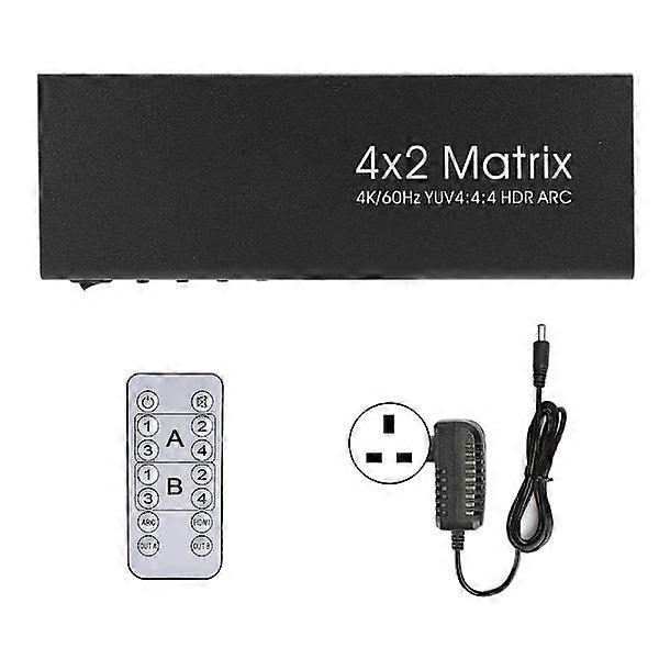 4x2 4K 60HZ HDR ARC Matrix Switcher Splitter Adapter with remote control