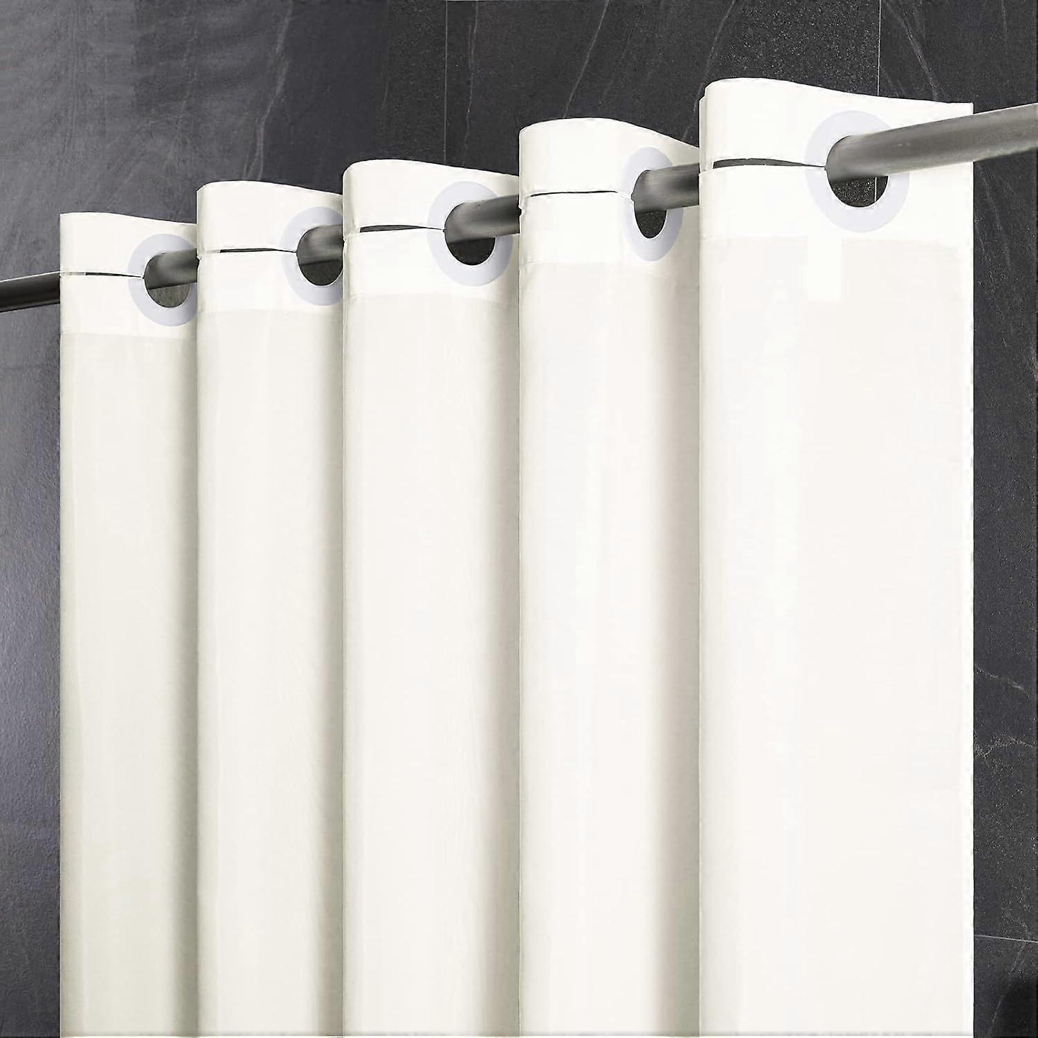 Beige No Hook Small Stall Shower Curtain 48x78 Inch,Half Narrow Size Polyester