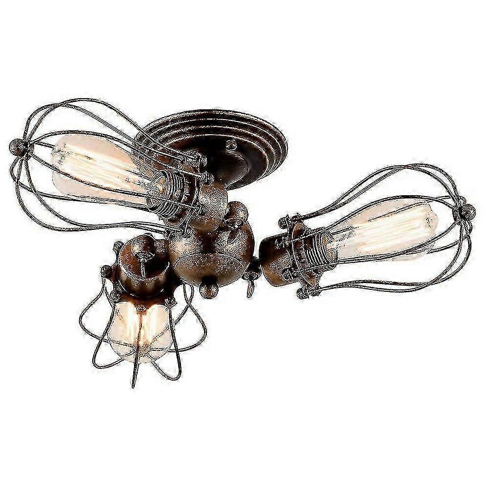 Three head rotatable ceiling light, retro copper industrial style E...