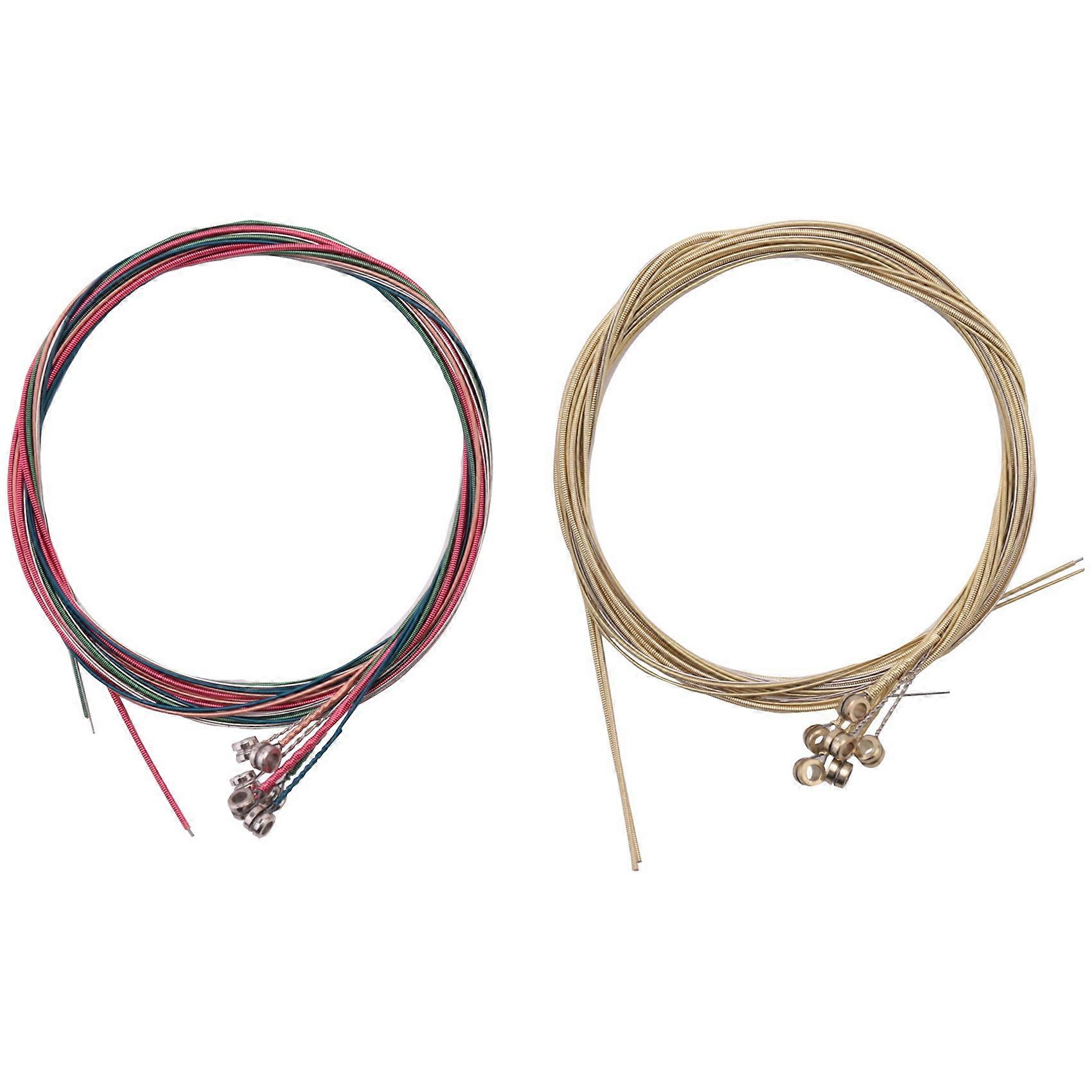 2 uppsättningar med 6 gitarrsträngar Ersättningsstålsträng för akustisk gitarr Gitarrbytesverktyg