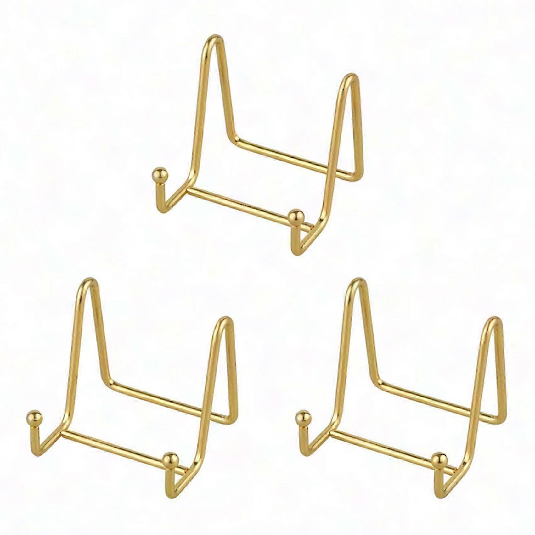 3 Pack Gold Iron Plate Stand Display Easel Holder for Photos & Plates - Metal Frame