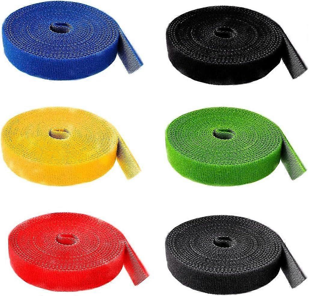 6 Rolls of Velcro Cable Ties Reusable Multicolored Velcro Fasteners
