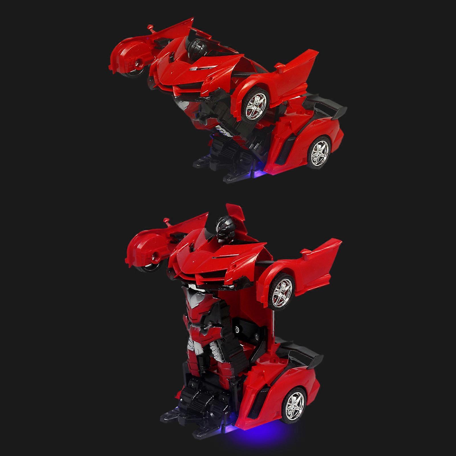 RC Car Robot Remote Control Red One Button Transformation Toy