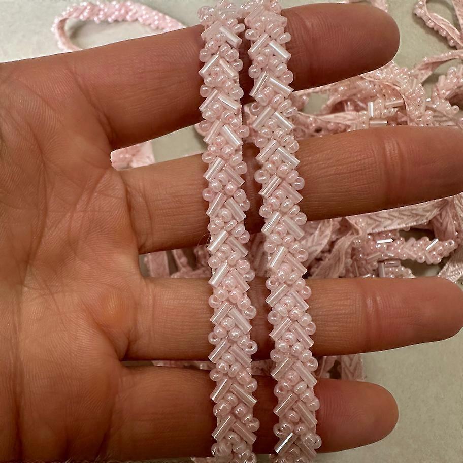 5Yards Elegant Embroidered Beaded Lace Trim Fancy Pearl Ribbon for Crafts Sewing Tailor Handmade