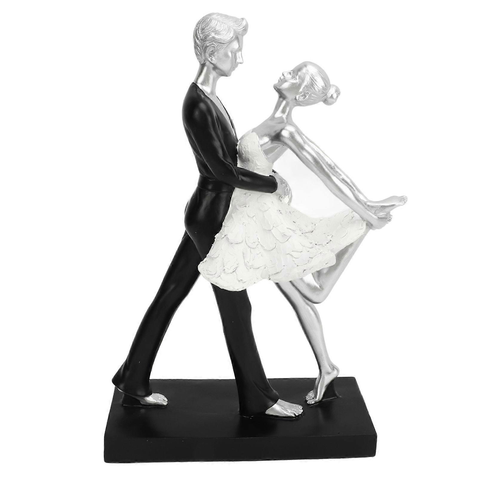 Couple Dancing Sculpture Modern Simple Innovative Resin Hand Crafted Couple Dancing Abstract Statue Silver Hugging Double Ballet Dance