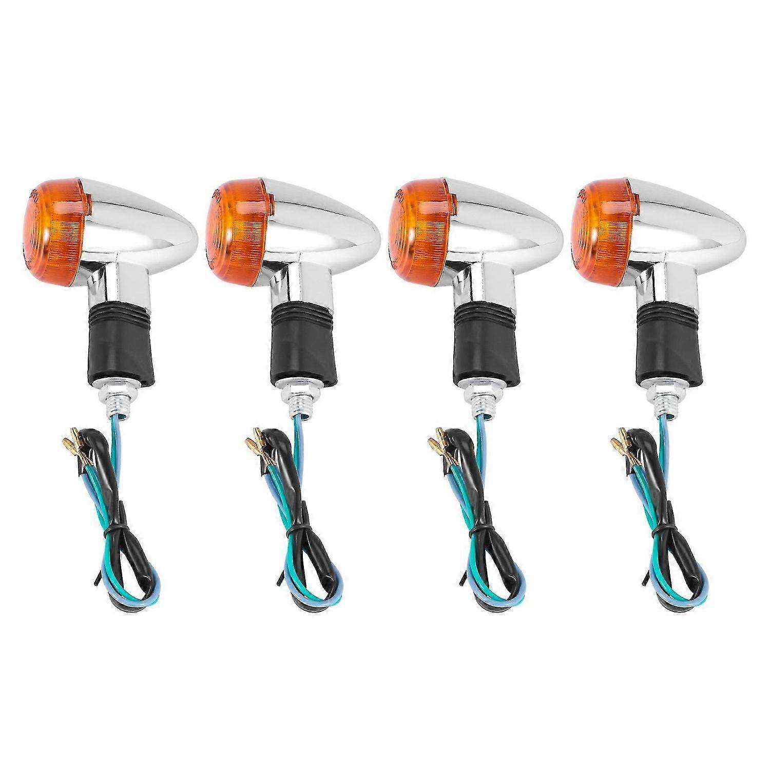4PCs Motorcycle Turn Signals Amber LED Indicator for