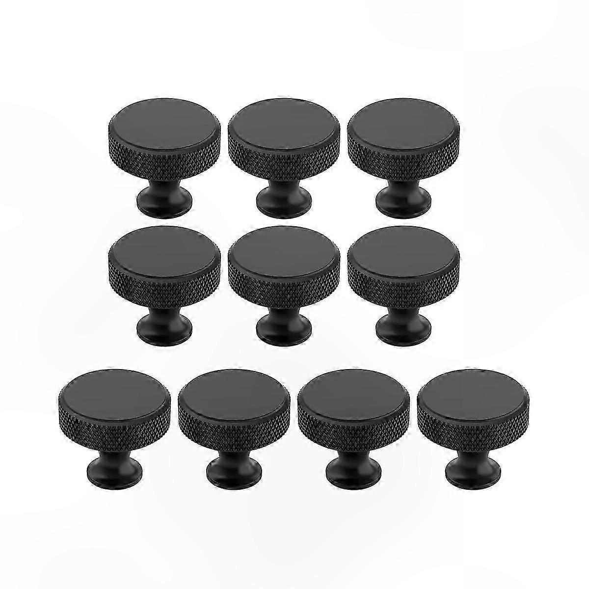 Black Round Drawer Pulls - 10 Pack Cabinet Knobs for Kitchen, Dresser, Wardrobe Handles