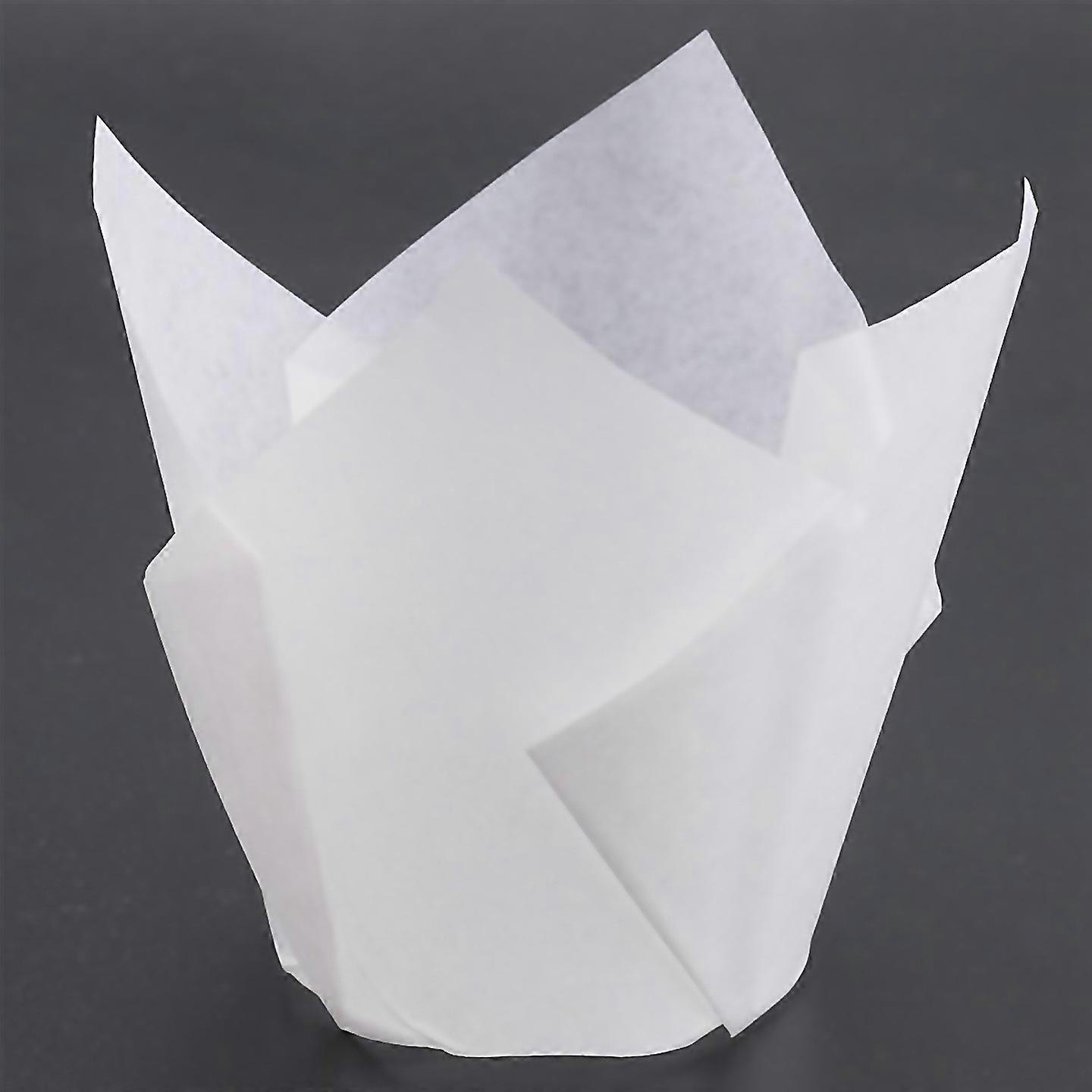 For 50 Pcs Tulip Cupcake Linerstulip Baking Paper White