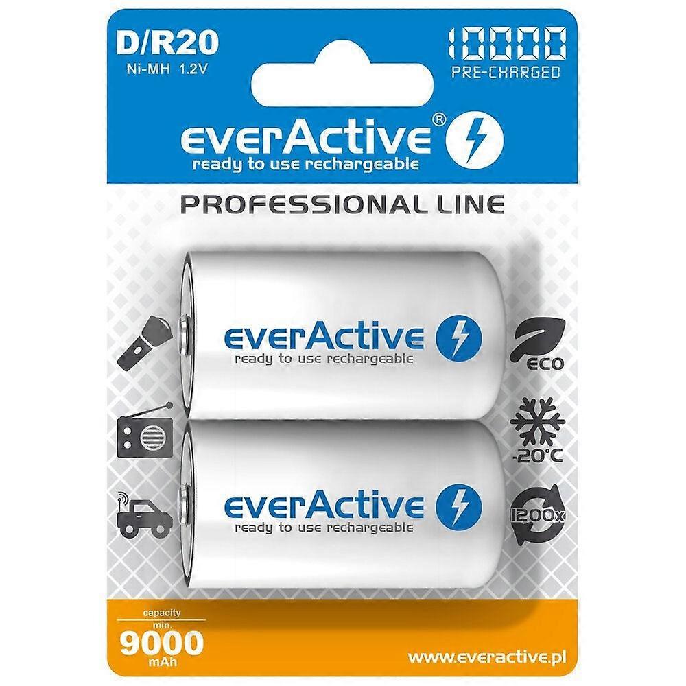 Επαναφορτιζόμενες μπαταρίες Everactive R20/d Ni-mh 10000 Mah έτοιμες προς χρήση