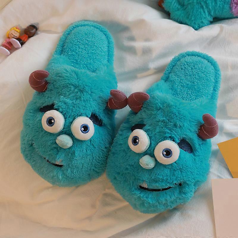 Cute Cartoon Slippers Women Winter Indoor Warm Plush Shoes Home Couple Ins  Style