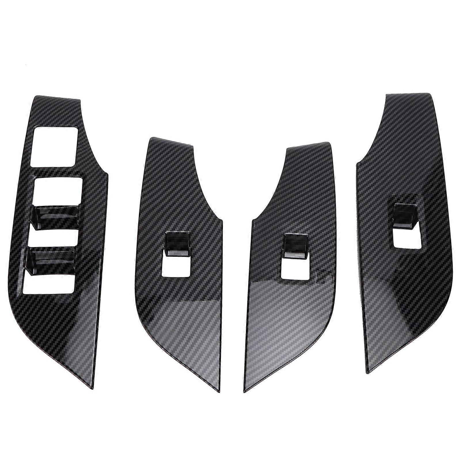 4pcs Window Switch Panel Trim Frame Carbon Fiber Style Decor Replacement for RAV4 20192021 Left