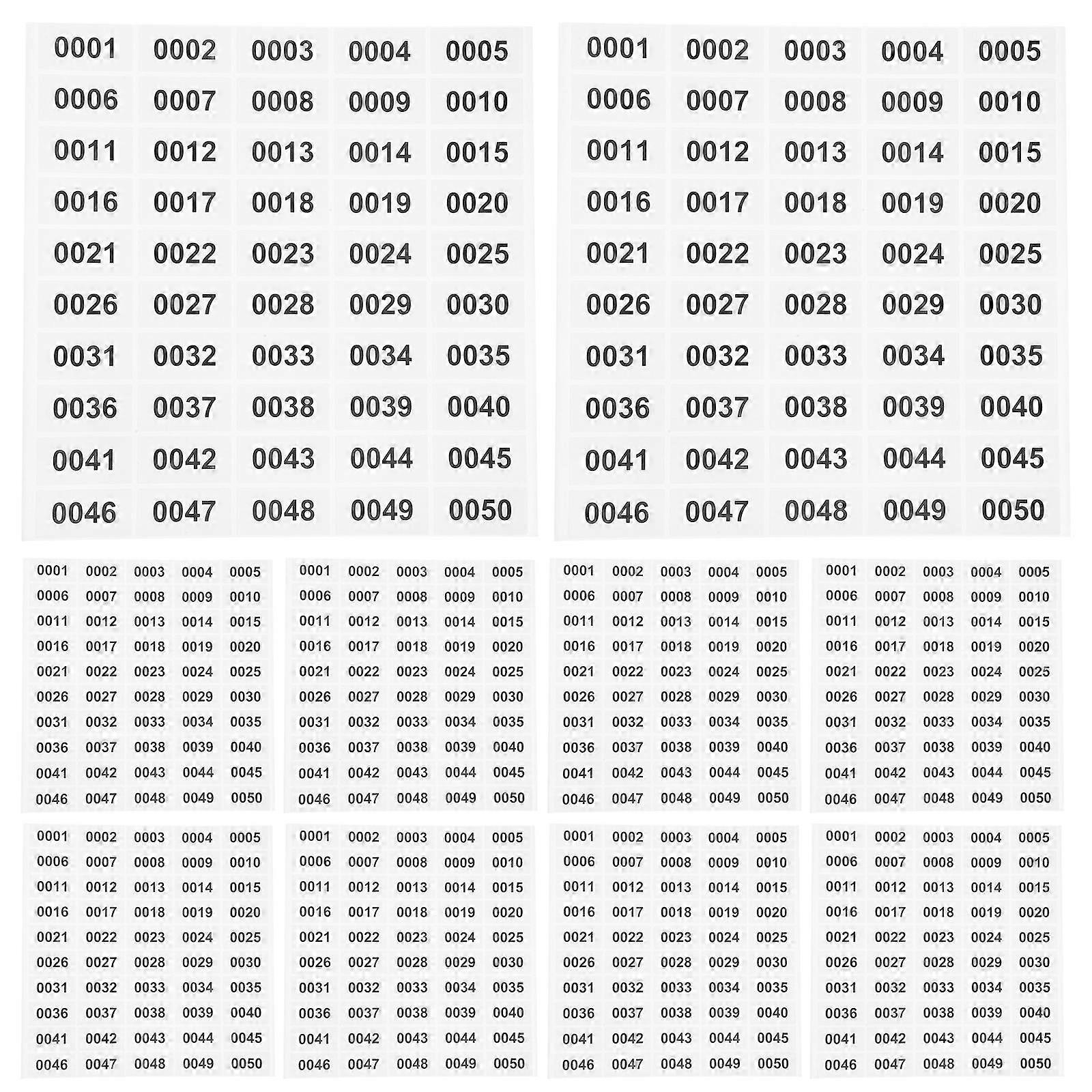 Numbered Digital Stickers Adhesive Labels for Warehouse Classification 20 Sheets