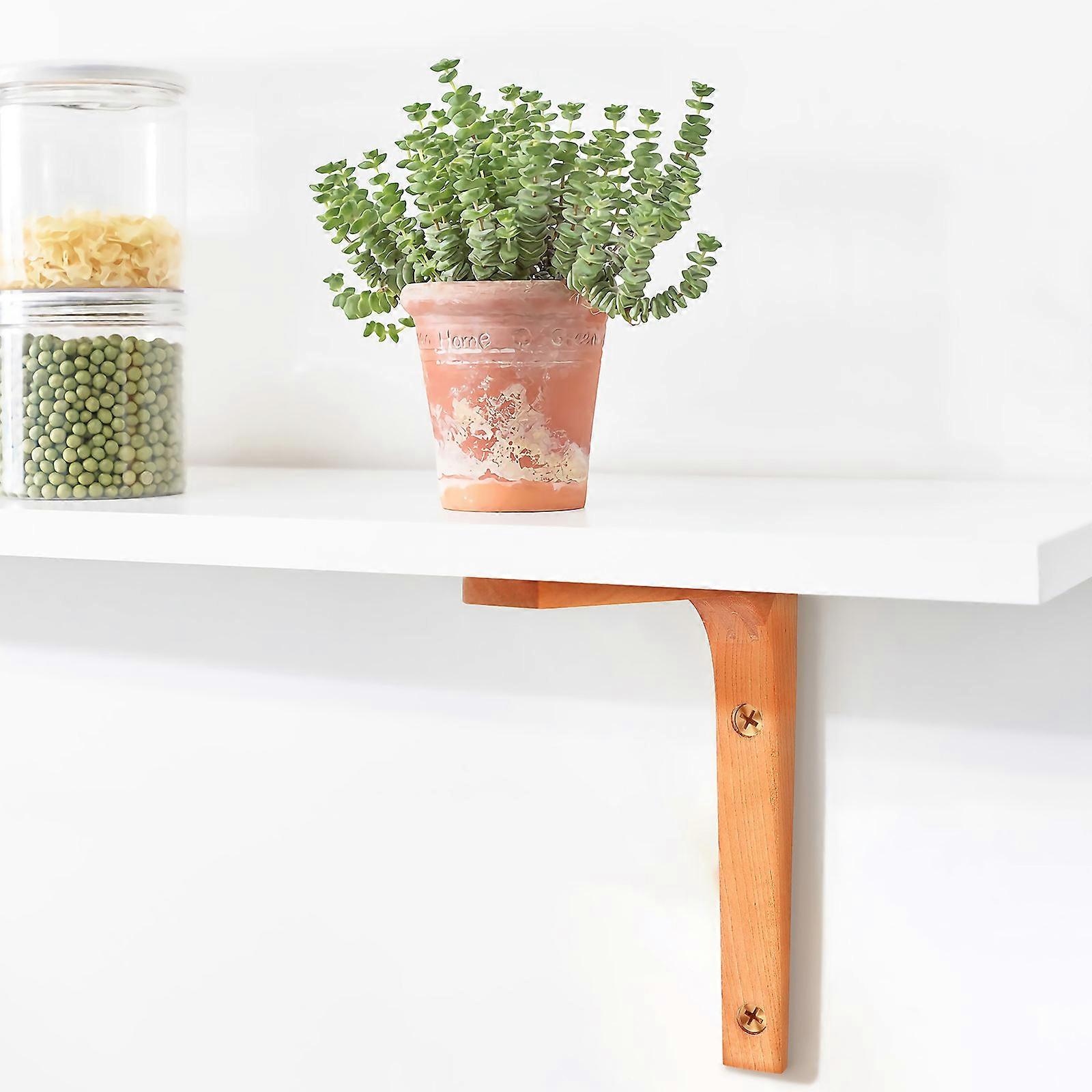 Floating Shelf Bracket Bamboo for Supporting 2Pcs Khaki Wall Mount Bracket