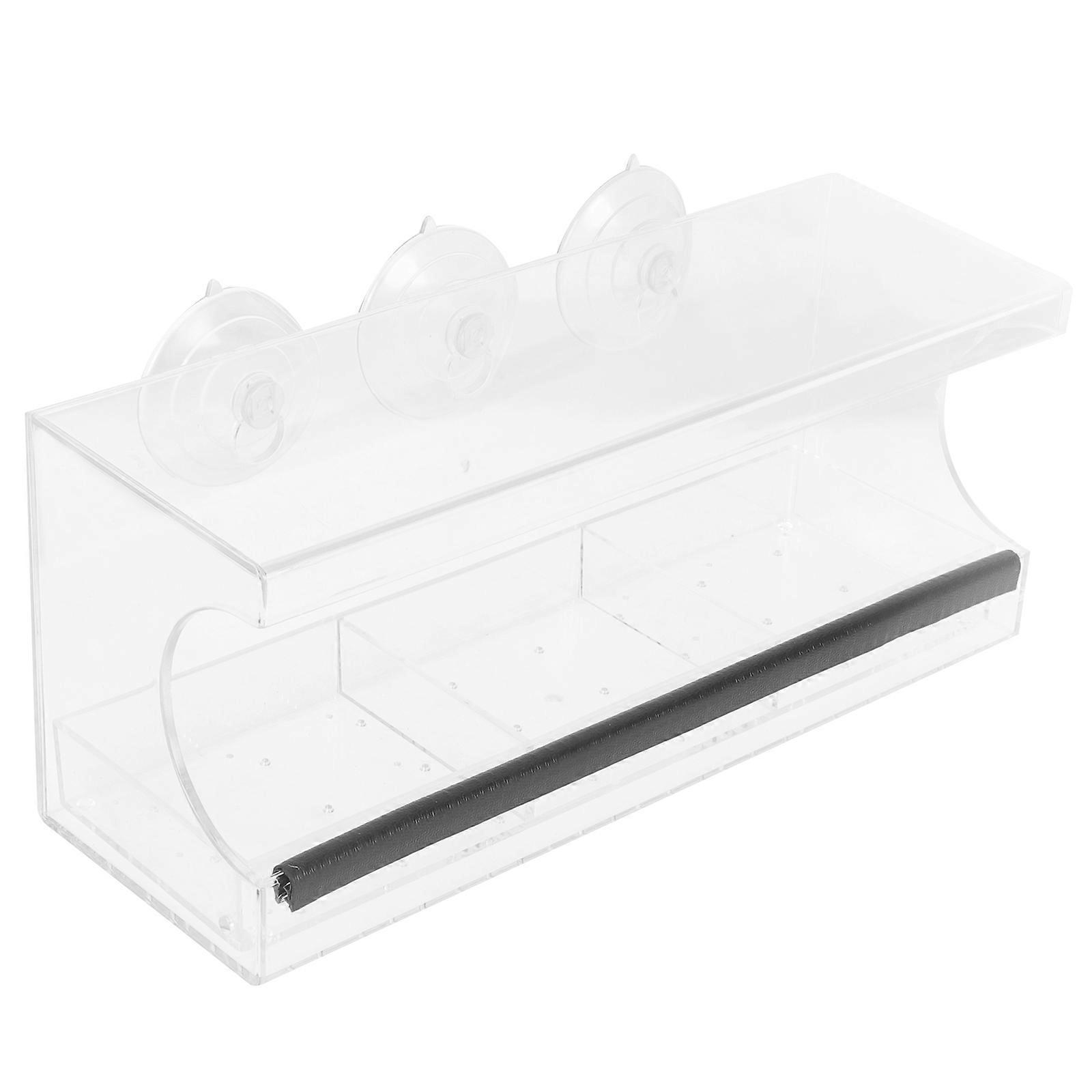 Acrylic Bird Feeding Box Bird Feeder for Window Use 2Sets Transparent