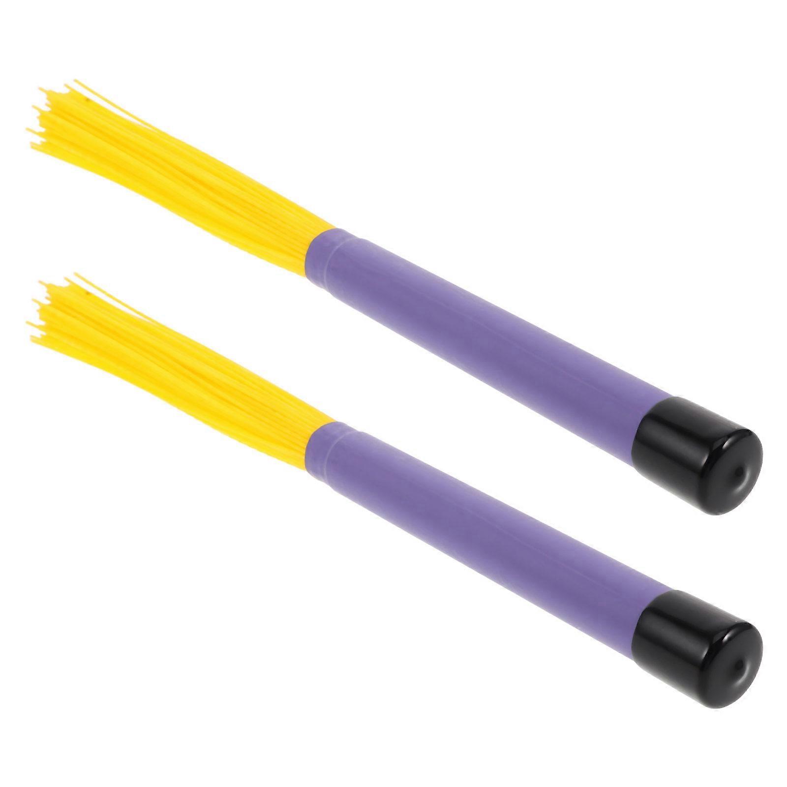 Retractable Drum Brushes 2 Pair Jazz Drum Accessories Ideal For Beginners Professional Drummers Music Performance Style With Yellow Color