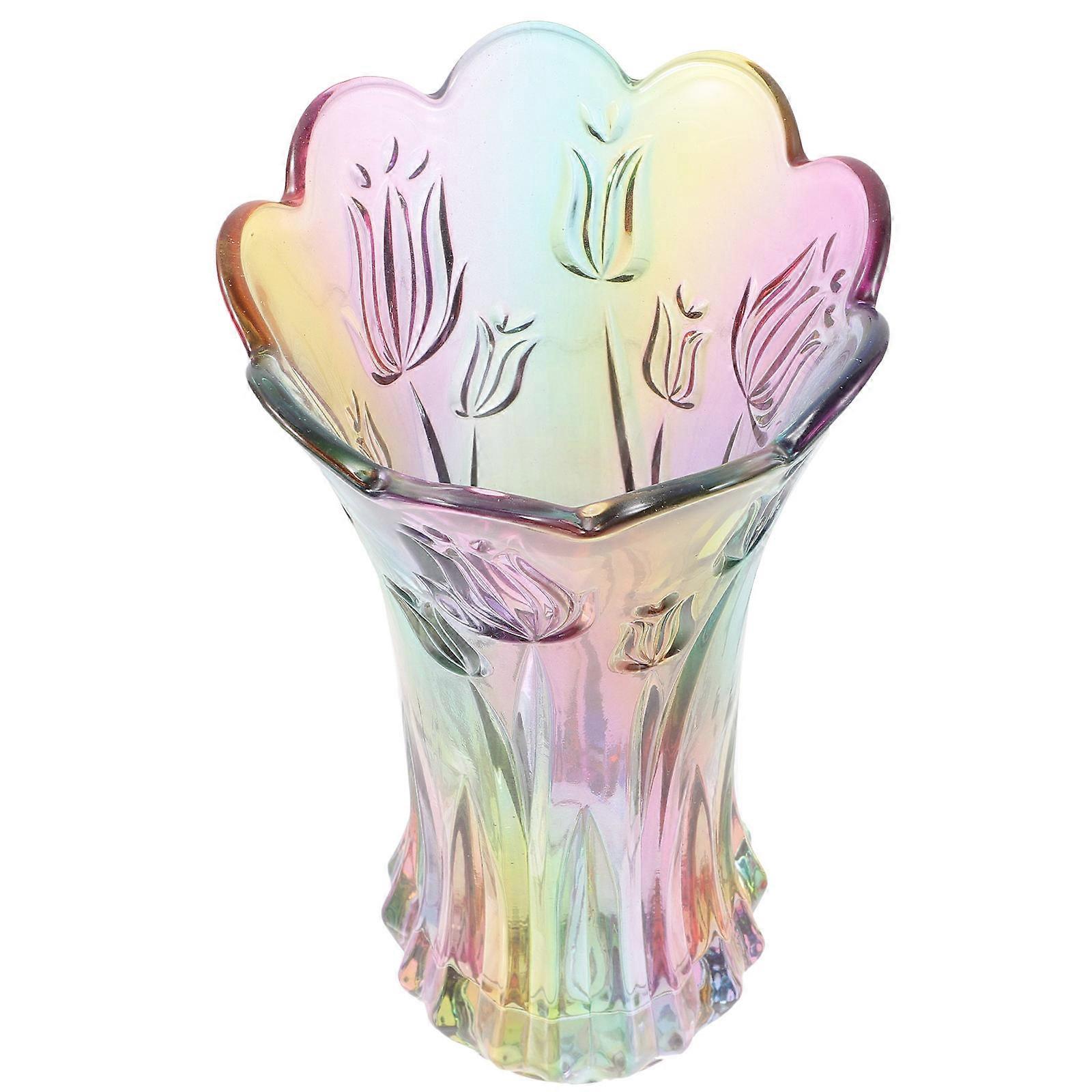 Unique Flower Vase Glass Multi Color for Decor Featuring Dazzling Reflection